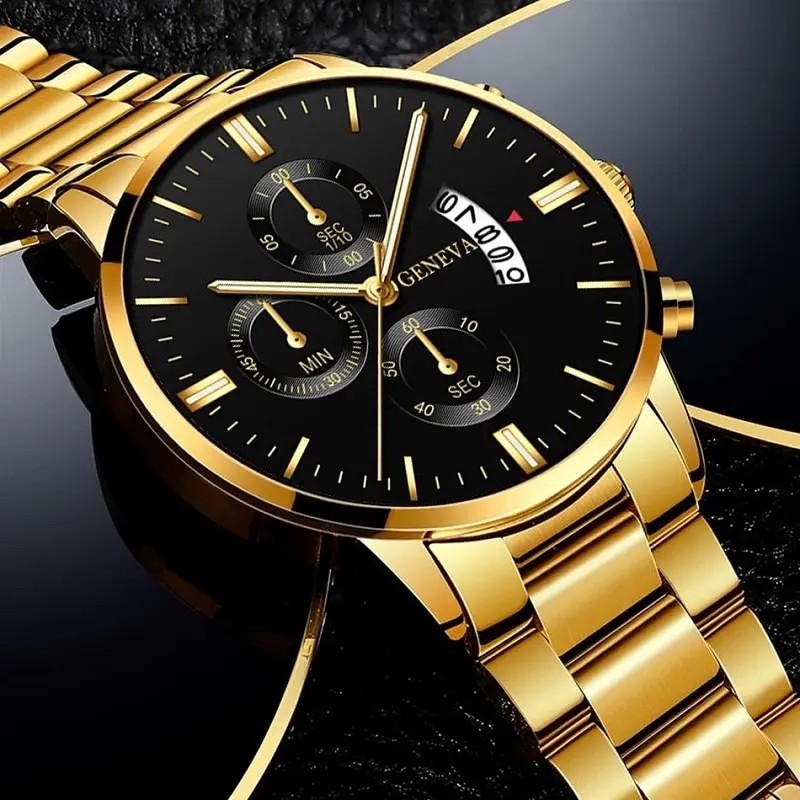 2023 Fashion Men's  Gold Watch.