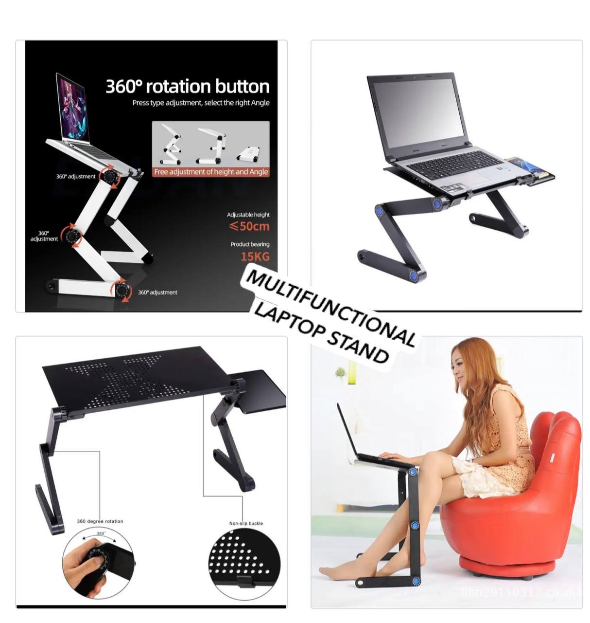 360° MULTIFUNCTIONAL LAPTOP STAND WITH MOUSE BASE & COOLING FAN